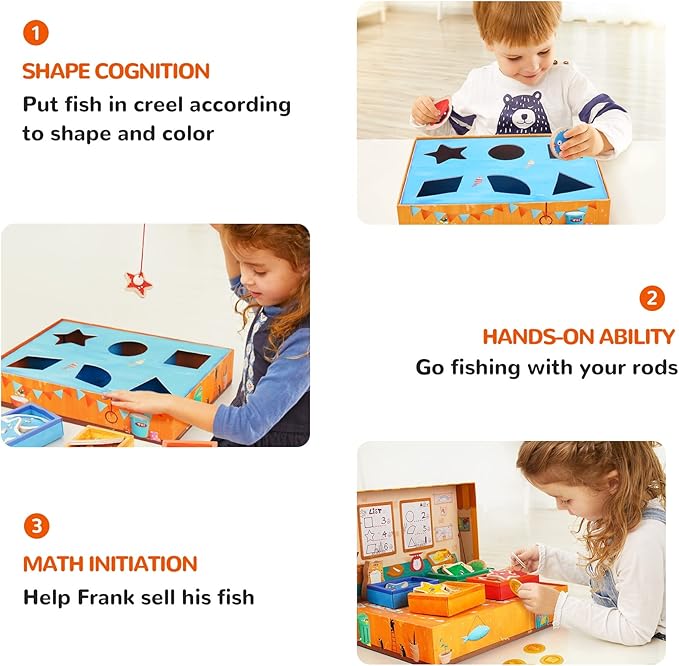 TOI Magnetic Go Fishing Game Set for Toddlers Aged 2 and Up, Montessori Color&Shape Sorting Learning Matching Toy for Kids, Educational Game for Boys and Girls, 1-4 Players