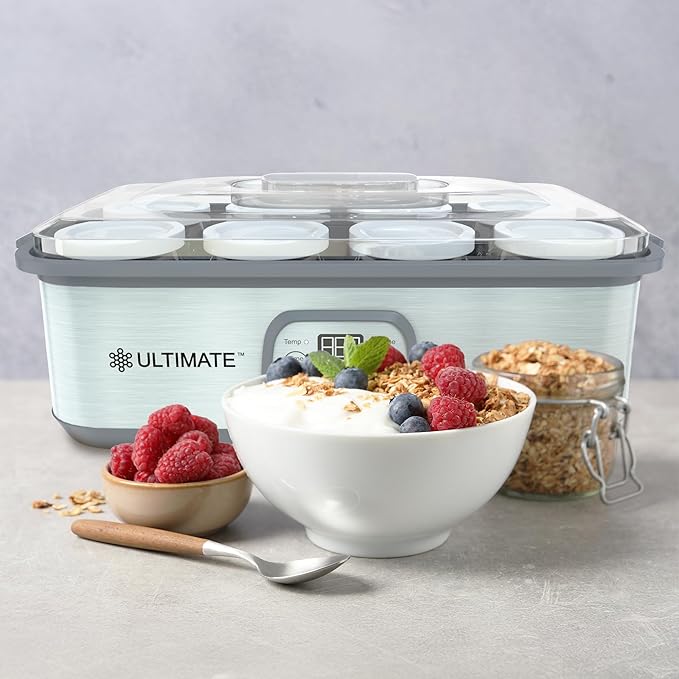 Ultimate Probiotic Yogurt Maker with Adjustable Time & Temp Control - Make Trillions of Live Probiotics with Two 1-Quart Containers for Larger Batches - Greek Yogurt Maker - ULTIMATE LIFETIME WARRANTY
