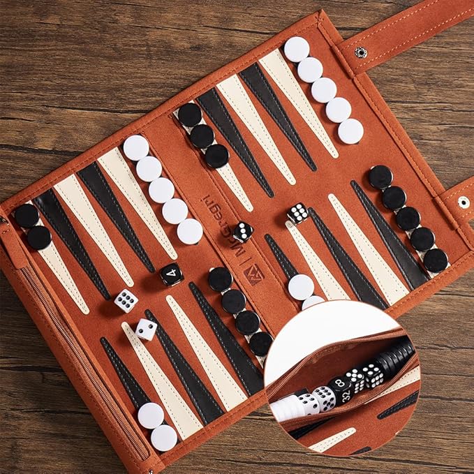 Backgammon Game Set - Roll up Board Games- Portable Travel Backgammon for Companion. Multiple Colors