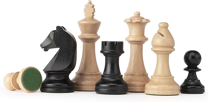 A&A Premium Triple Weighted Staunton Wooden Chess Pieces w/ 2 Extra Queen - King Height 3.75"/9.5cm / 2 Storage Bags