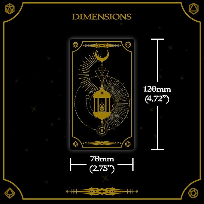 Citadel Black Tabletop RPG Accessory Card Set of 50 D&D, Gold Foil Spell Slot Tracker, Item and Spell Cards, Blank Notes for Dungeons and Dragons 5th Edition & Other Tabletop Games