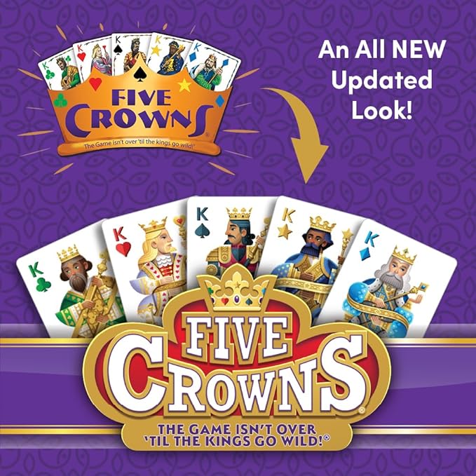 PlayMonster Five Crowns — The Game Isn't Over Until the Kings Go Wild! — 5 Suited Rummy-Style Card Game — For Ages 8+
