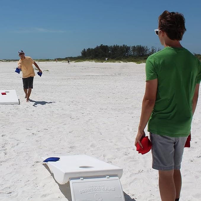 Driveway Games All Weather Corntoss Bean Bag Cornhole Yard Game Set for Indoor and Outdoor Use with 2 Target Boards and 8 Bean Bags
