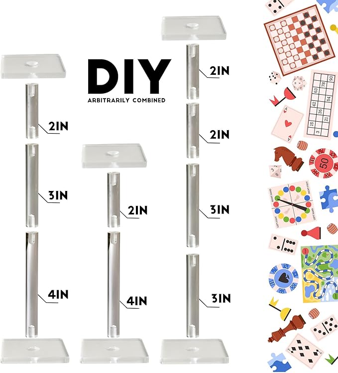AAiphuwew 3pcs Combat Risers for Flying Miniatures, Adjustable Height Multi-Tiered Raised Platforms Flying Miniatures Combat Riser for Tabletop RPG and Board Games