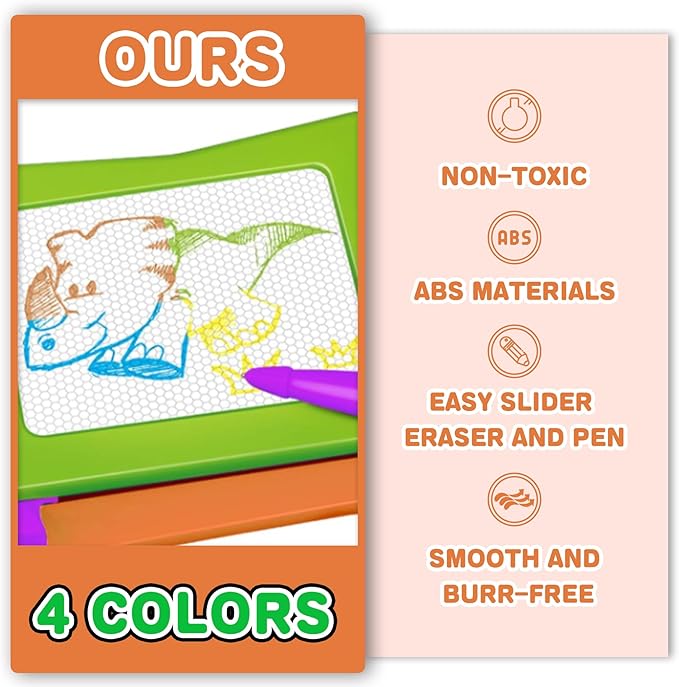 16pc Mini Magnetic Drawing Board, 4-Colors Travel Size Erasable Doodle Magna Board Toy, Small Writing Painting Sketching Pad, Educational Learning and Classroom Prizes for Toddler Boy Girl Kids Child