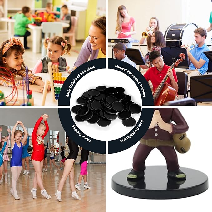 Set of 100 Opaque Plastic Learning Counters Mini Poker Chips Game Tokens with Storage Box (Black, 1.58 Inch)