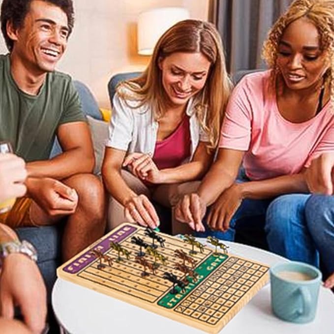 Horse Race Board Game, Horse Racing Game with 11 Luxury Metal Horses, 4 Dice, 2 Boxes of Cards, and Thickened Wood Horse Race Game Board