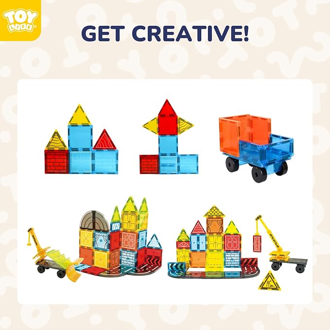 TOY Life Magnetic Tiles for Kids Ages 3-5, 80Pcs Magnet Building Toys for Kid Age 4-8, Construction Buildiing Tile for Toddler 1-3, Kids Preschool Toys