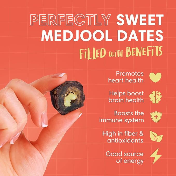 DORREL - Belgian Dark Chocolate Covered Dates (Medjool) with Walnuts Stuffing, High Energy Vegan Choco Snack, Delicious, Kosher & Non-GMO, Pack of 1 Stuffed Chocolate Dates, 7.05 oz / 200 g Ea