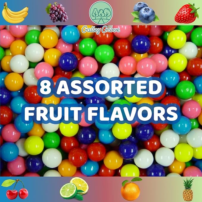 Dubble Bubble Mini Gumball Machine Refills 4.4 oz Bag (2-Pack), 1/2 inch 13mm Assorted Fruit Flavor Bubble Gum, Bundle With Galley Grove Sugar-Free Breath Mints