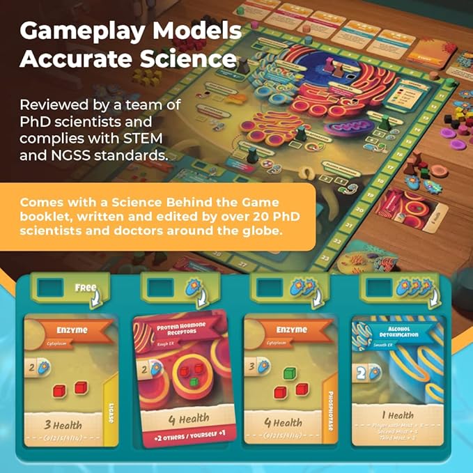 Cytosis: A Cell Biology Board Game | A Science Accurate Strategy Board Game About Building Proteins, Carbohydrates, Enzymes, Organelles, & Membranes | Fun Science Games for Adults & Family Game Night