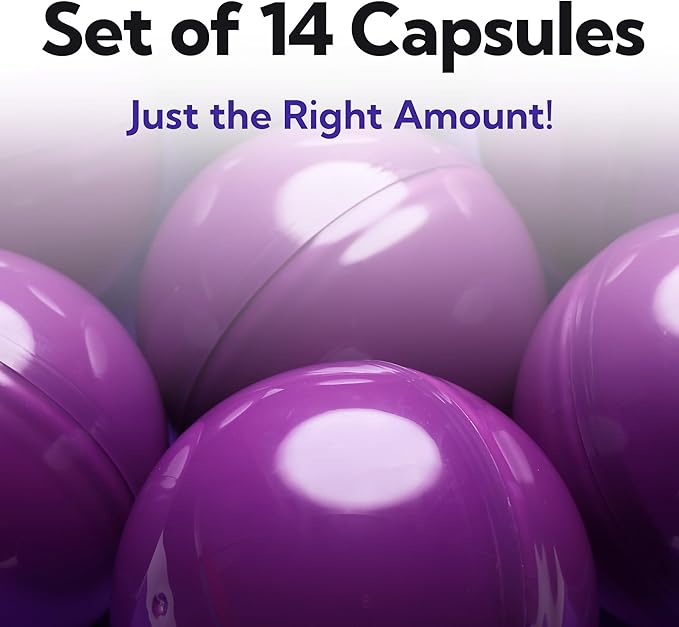Vending Machine Capsules - 3" PURPLE Empty Plastic Capsules - 14 Pcs Toy Capsule - Purple Round Large Easter Eggs - Bath Bombs Molds - Party Favors DIY Craft Supplies