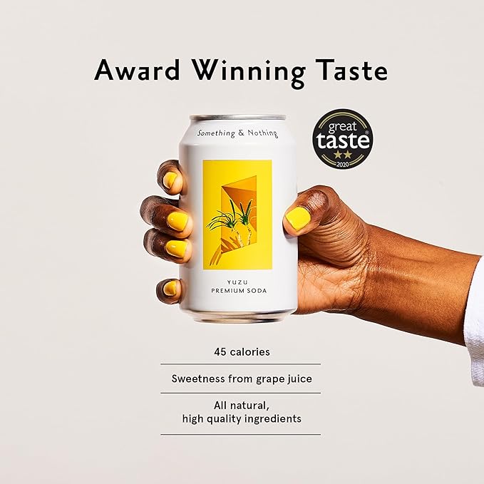 Something & Nothing Seltzer | Lightly Carbonated, Full Flavoured with Added Grape & Lemon Juice | Vegan & Low Calorie Sparkling Water | 12 fl oz Cans, Pack of 12โฆ (Yuzu)