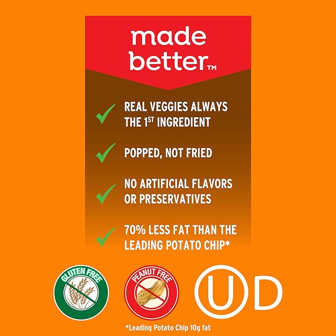 Breton Veggie Crisps Spicy Chipotle Cheddar (Pack of 12) - Popped not Fried Crisps, Made with Real Vegetables, Light and Crispy Gluten Free Chips, Snacks for School, Lunch Box and More, 12x6oz