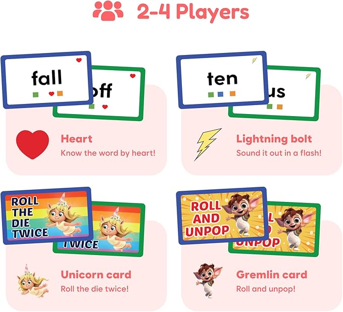 THE FIDGET GAME Sight Words - Reading Flashcards and Pop Fidget Toys for Kids Pre-K to Third Grade - Learning Activities and Games for High-Frequency Dolch Sight Words - Includes Mats and Dice