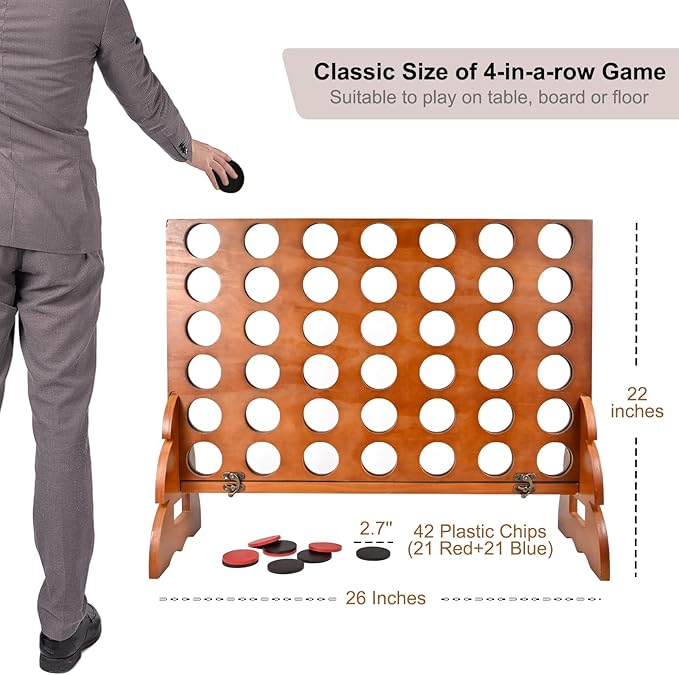 Large Connect Four Game Outdoor - Classic Yard Connect-Four Outdoor Games Jumbo for Kids and Adults, Tic Tac Toe Game for Yard and Giant Connect4