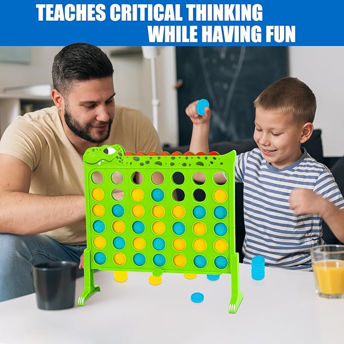 Aywewii Dinosaur Toys 4-in-a-Row Connect Games 1.1 FT Large Size Strategy Board Games Portable Collapsible Trave Games Toddler Gifts for Boys Girls Family Games for Kids and Adults Ages 3+