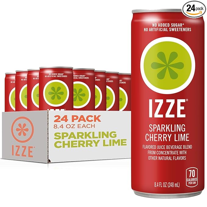 IZZE Sparkling Juice Beverage Blend, Cherry Lime, No Sugar Added, 8.4 FL OZ, 24 Cans
