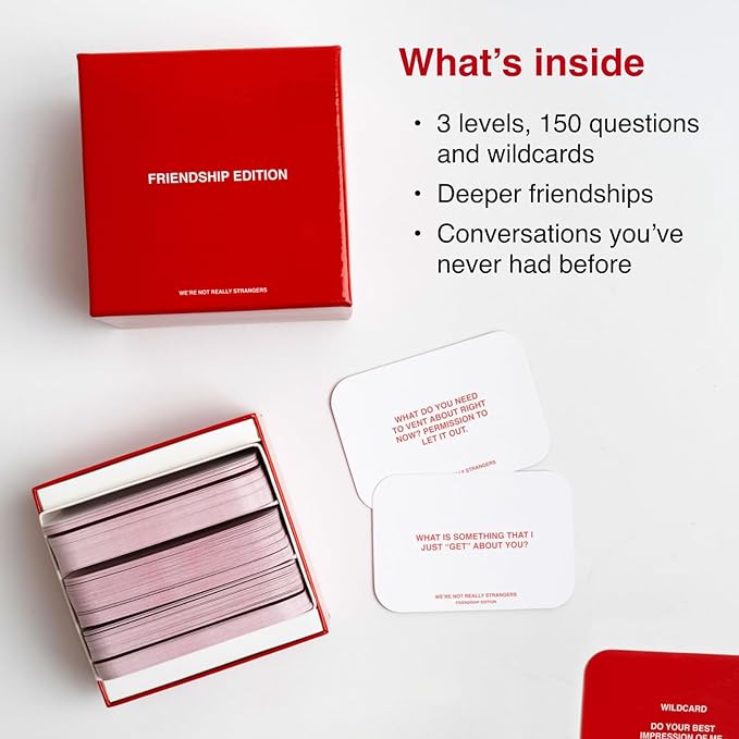 WE'RE NOT REALLY STRANGERS Friendship Edition Card Game - 150 Conversation Cards for Adults, Teens, & Friends - for a Fun and Memorable Game Night, Ages 15+, 2-6 Players