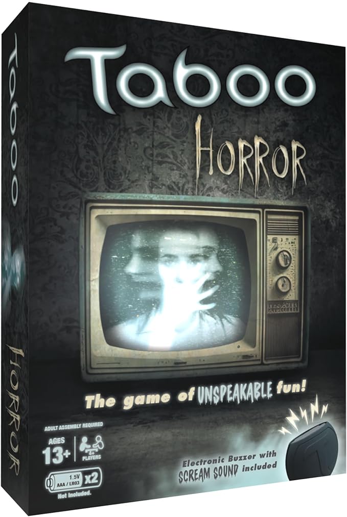 Taboo: Horror Edition Party Board Game, Horror Genre Themed Trivia Word Game with Screaming Buzzer, Game for 2 Players or More, Fans of Horror Themed Films & Culture, Ages 13 and Up