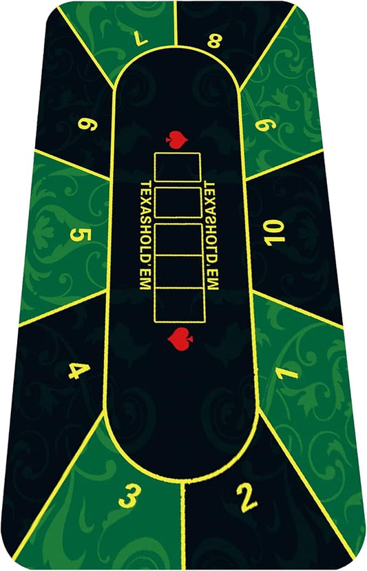 nuveti 79 x 39 Foldable Texas Poker Card Tabletop Layout Portable Anti-Slip Rubber Board Game Mat Smooth Premium Surface, Noise Reduction Poker Mat for Table