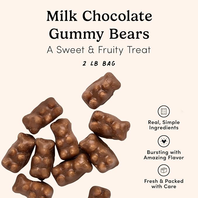 Nuts.com – Milk Chocolate Gummy Bears – 2 Pound Bag, Tasty Snack for Adults and Kids – For Parties, Office Functions, Holiday Gatherings and Home Snacking