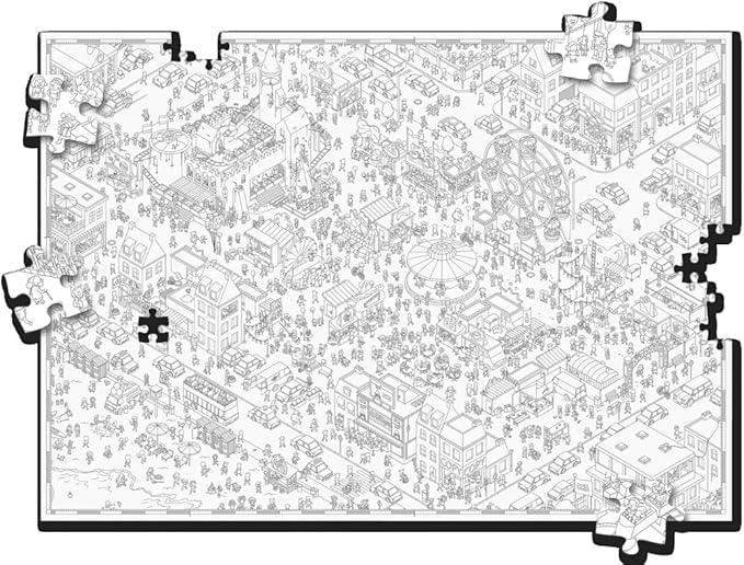 MicroMacro Jigsaw: Funfair 500 Piece Puzzle - Build The Funfair and Find Hidden Objects & Solve Mysteries | Great for Adults and Kids That Love Small Details | Family-Friendly Theme and Images