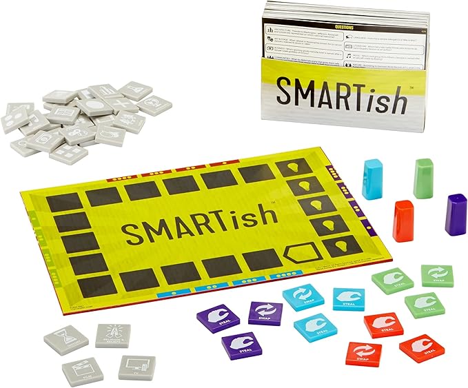 Mattel Games Smartish Trivia Board Game for 2 to 12 Players Ages 14 Years and Older, Category-Swap Strategy