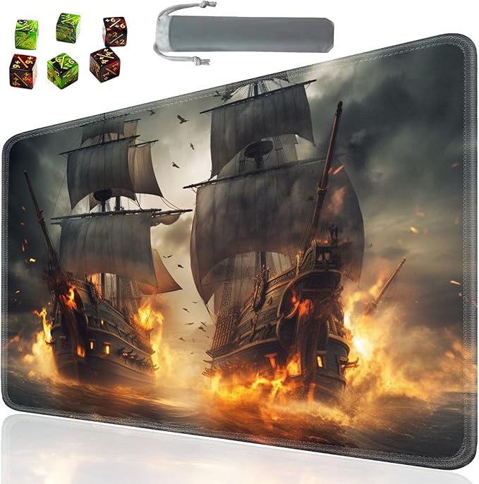 Board Game for TCG Playmat Table Mats Games Size 60X35 cm Mousepad Compatible for MTG RPG CCG Trading Card Game Play mats with 6 Dice (Playmat 147)