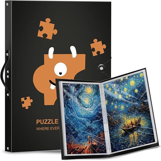 Demine Puzzle Storage Folder for 1000 Pieces โ Portable Jigsaw Puzzles Organizer Binder Fits Up to 40 Puzzles, 20 HD Film Pockets, Handle Design Puzzle Keeper for Adults and Kids