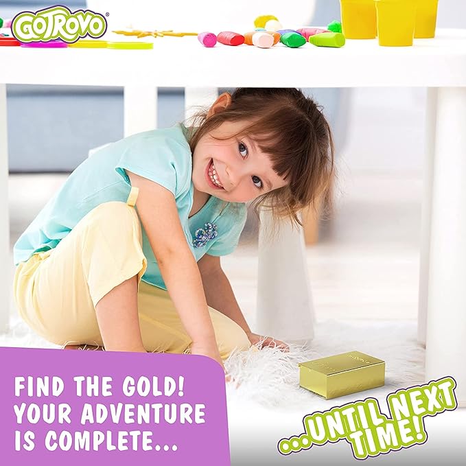 GOTROVO The Family Treasure Hunt Game! Indoor Adventure Board Game for Kids 4-8, Solve Clues Together to Find Jewels and a Surprise Gold Bar Reward – Great for Parties and Playdates