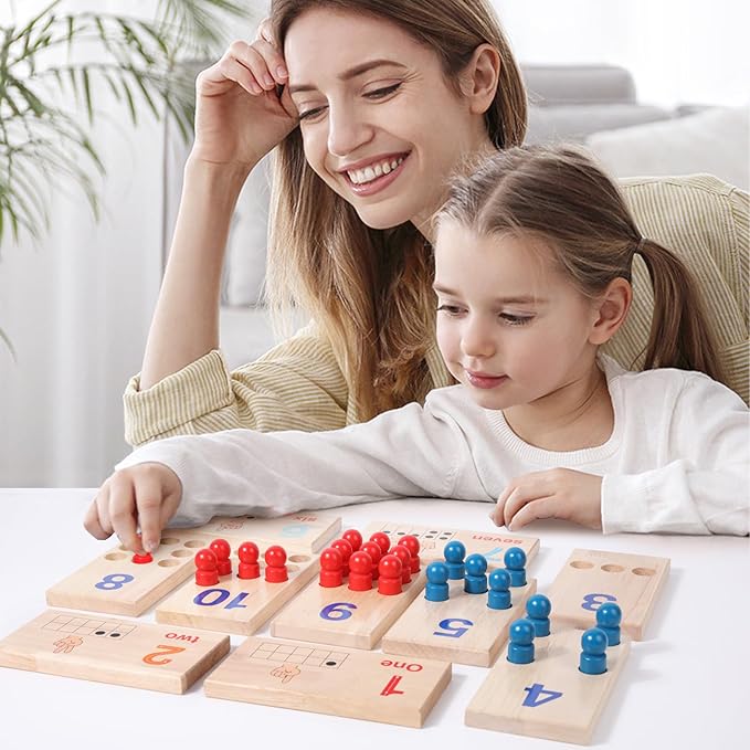 Counting Peg Boards, Toddlers Wooden Counting Number Math Learning Toy with 110 Pegs, Montessori Math Manipulatives Materials for Kids 3 4 5 6 Years Old, Educational Kindergarten Learning Activities