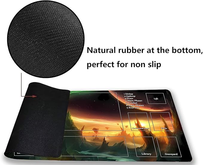 MTG Playmat, Game Play Mat for MTG TCG 24 x 14 inches Trading Card Inked Game Playmats with Storage Bag Smooth Rubber Surface Battle Game (Playmat 2)