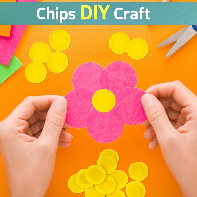 Coopay 1000 Pieces Plastic Poker Chips, Bingo Chips Bulk Learning Counters Disks Poker Card Game, Counting Markers for Math Practice, Game Tokens and Teaching Rewards, 25 mm/ 1 Inch (Yellow)