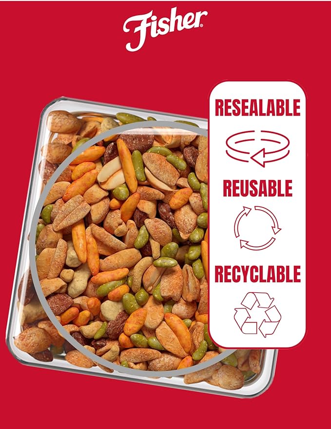 Fisher Snack Tex Mex Bulk Trail Mix, 30 oz (Pack of 1); Hot & Spicy Peanuts, Almonds, Salsa Corn Sticks, Sesame Sticks, Chili Bits and Pepitas; Trail Mix Snacks, Snacks for Adults