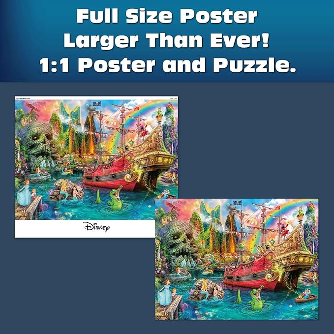 Ceaco - Sapphire Select - Disney - Aimee Stewart - Peter Pan Mermaid Lagoon -1000 Piece Jigsaw Puzzle – Challenging & Fun – Blue Core Puzzle Board – Giftable Display Box - Full Size Poster Included
