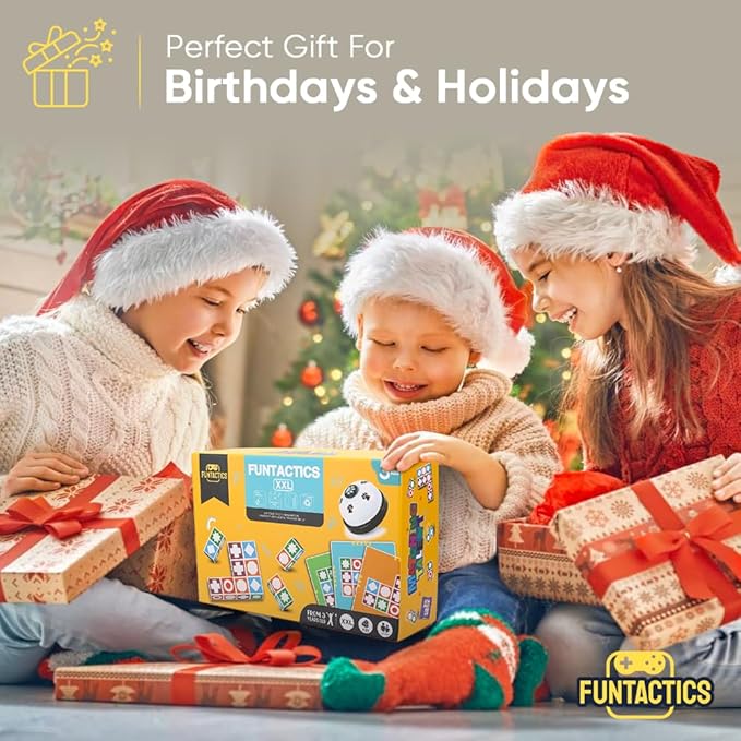 XXL Funtactics Wooden Matching Game Puzzle 3.0 Games, Pattern Block Match Puzzles Building Cubes with Bell for Kids and Adults Toys Board Games for Family Holidays Night 5 Players