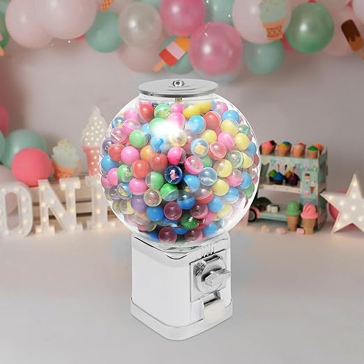 Vending Machine, Candy Vending Machine for Capsule Small Candy Nuts Bouncy Balls, Candy Gumball Machine Prize Machine Gumball Bank for Game Stores and Retail Stores, 18"Height White