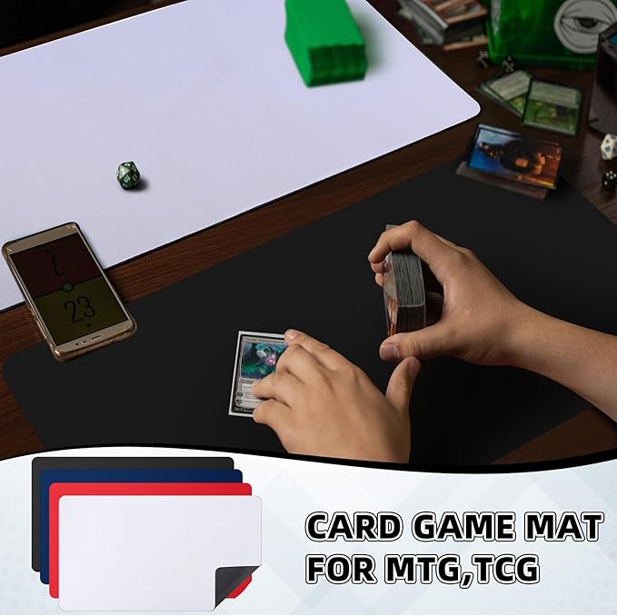 Yexiya 4 Pcs Card Game Mats 14 x 24 Inch Playmat Sublimation Blanks Playmat Smooth Card Playing Mat for Board Games,and Collectible Playing(Black, Red, Blue, White)