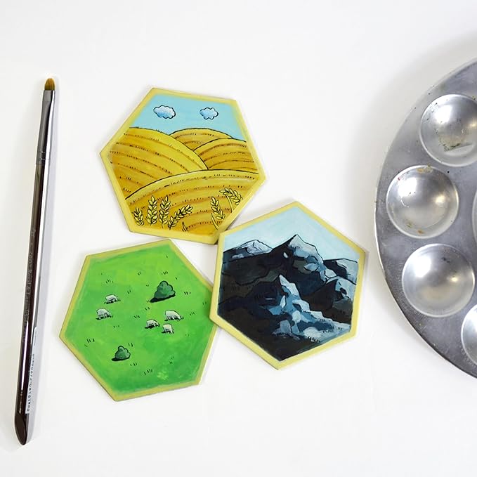 Apostrophe Games Hexagon Board Game Tiles – 20Pcs Large Game Board Pieces – Blank Game Board Chits, Same Size as Settlers of Catan – Create Your Own Custom Tiles