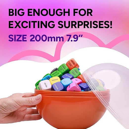 Big Claw Machine Capsules Translucent Orange Plastic Sphere Party Favor Containers Round 5 pcs 7.9 inch Jumbo Plastic Christmas Ornaments Extra Large Gift Box Craft Party Supplies Vending Capsules