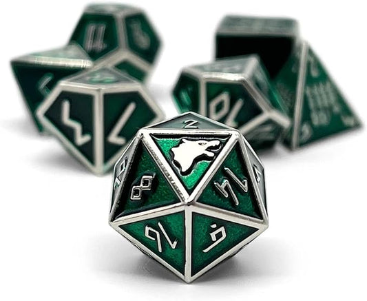 Norse Foundry Loki Norse Series: 7-Piece Metal Dice Set for RPG, DND, Pathfinder - Premium Craftsmanship, Stylish Design and Family Fun, for Gamers