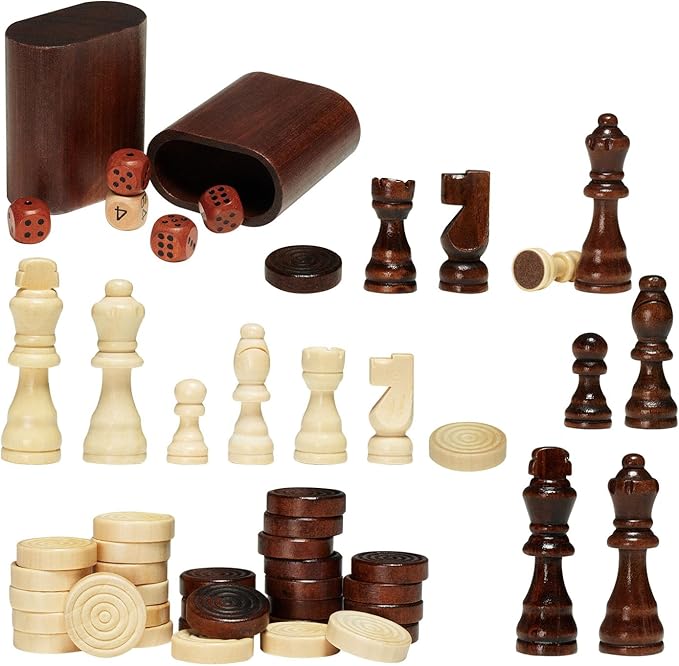 VEVOR 3-in-1 Chess Checkers Backgammon Table Set, 18 Inch Premium Wooden Chess Table, Deluxe Combo Game Table Furniture Set, Chess Set Board Game Gift for Family Board Games