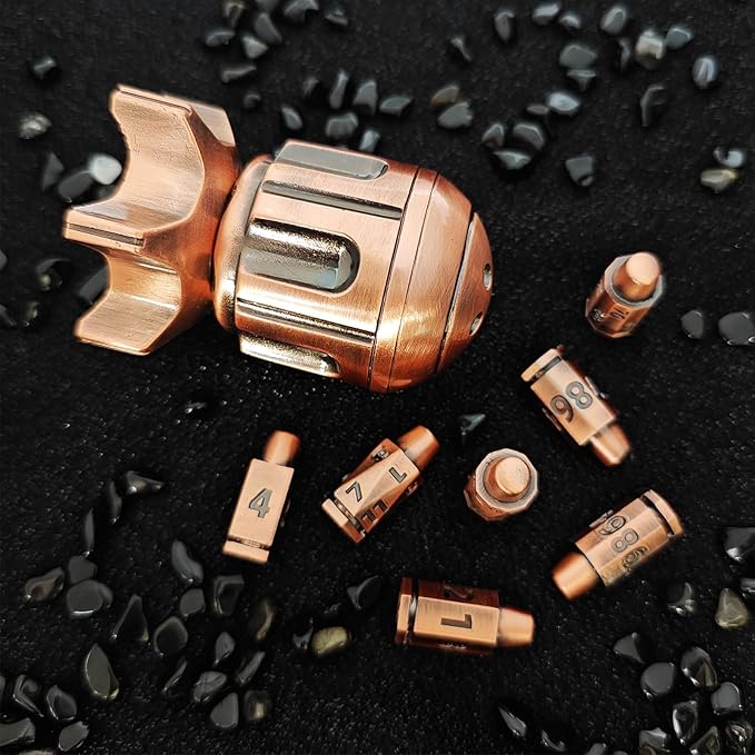 Roulette Dice Spinner for DND Dice Set, 7 Metallic Polyhedral D&D Dice with Gift Case for Dungeons and Dragon Game, RPG Role Playing Table Game Gifts (Copper)