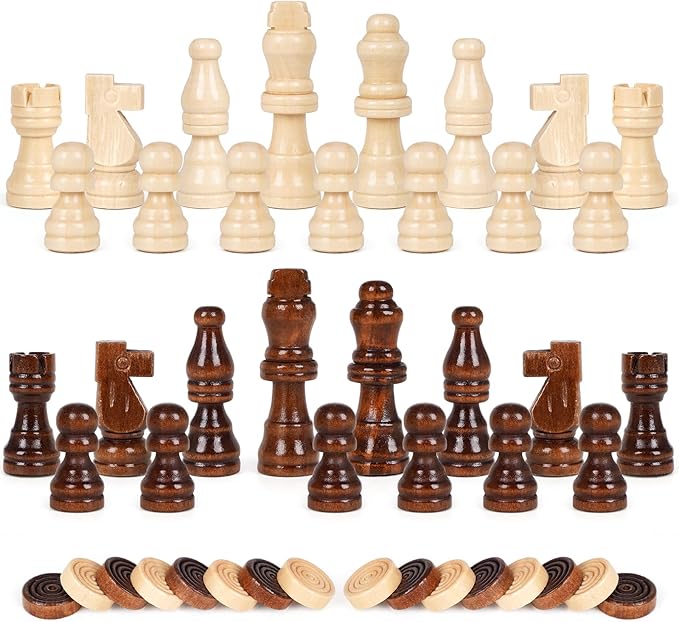 3-in-1 Wooden Chess, Backgammon Set and Checkers Set- 12 Inch Portable Board Game for Kids and Adults, Classic Strategy Game with Durable Chess Pieces Perfect for Travel Family Game Educational Games
