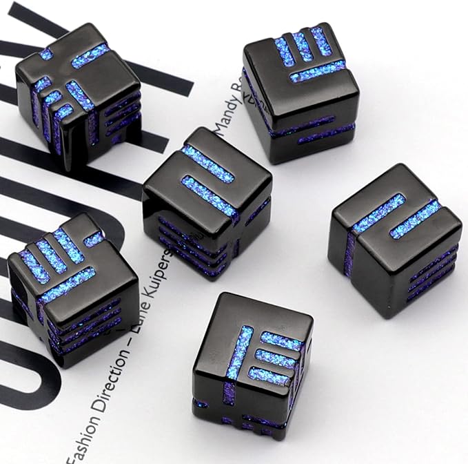 D6 Metal Dice Set, HNCCESG 6 Sided Dice 6 Pieces Solid Metal Game Dice for DND Dungeons and Dragons Role Playing Game RPG Pathfinder Shadowrun Warhammer D&D Accessories Gift (Glitter Blue)