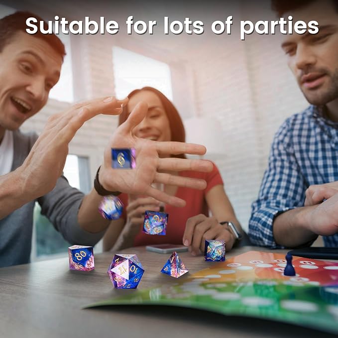 OriCraft Pink Magic Dice DND Set Dungeons and Dragons Polyhedral Role Playing Gaming Dices Crystal D20 Magical World Energy Stone Halloween Dices Sharp Corners