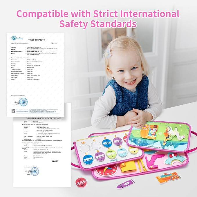 Freebear Busy Board Toddler Travel Toys Quiet Book Sensory Board for Toddlers 1 2 3 4, Montessori Educational Toys for 3 4 Year Old Girls Boys Gift, Princess