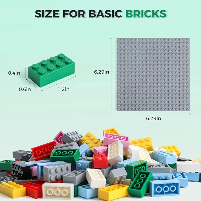 500 Piece Classic Building Bricks and 1 Gray Baseplate, 2x4 Bricks Bulk Creative Building Toys, Blocks Bulk for Kids Ages 6+, 8 Colors