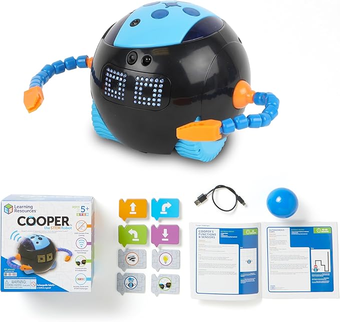 Learning Resources Cooper The STEM Robot - Coding for Kids, Building Toys, Robotics Kids, Montessori Programming, Gifts for Boy and Girls, Classroom Must Haves, Interactive Homeschool Supplies